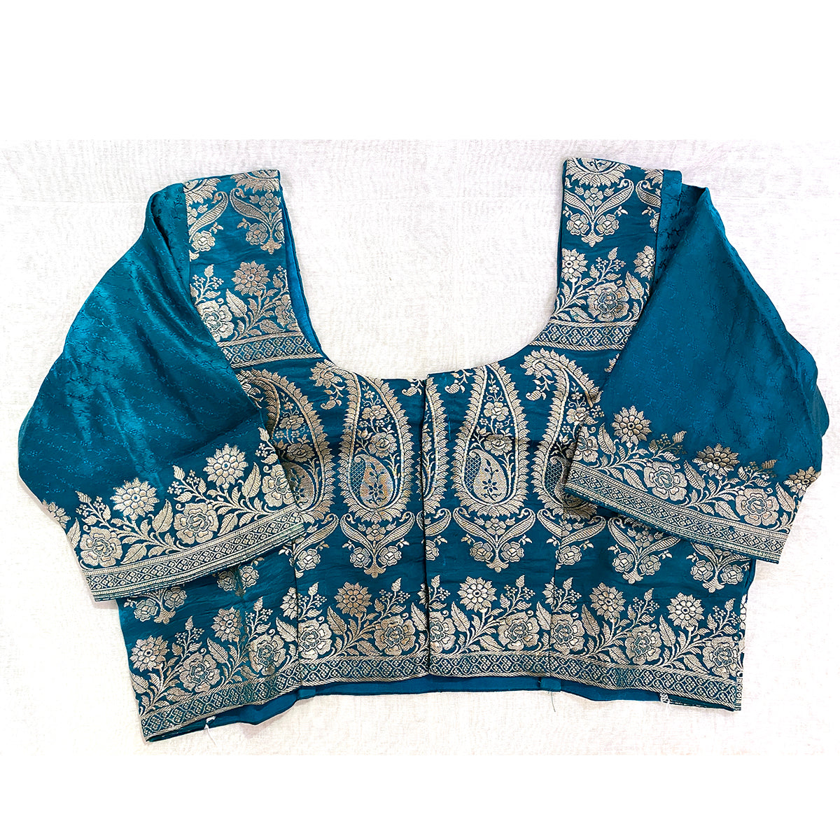Brocade Saree Blouses- Blues - Vintage India NYC