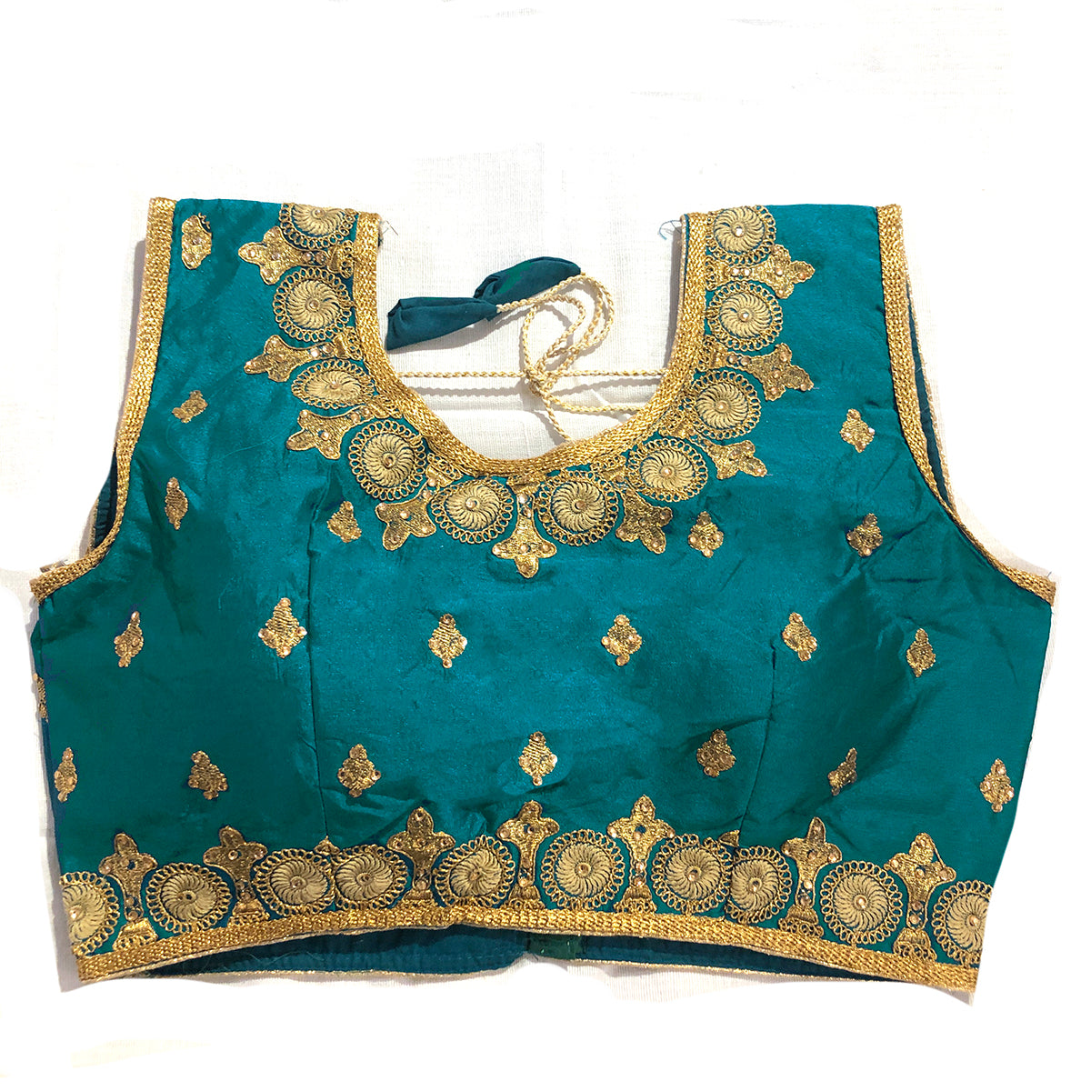 IE Teal Sleeveless Blouse - Vintage India NYC