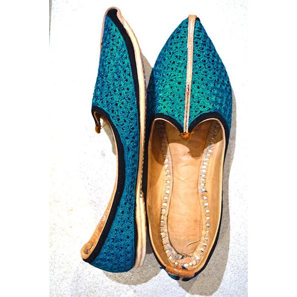 Turquoise handmade leather shoes - Vintage India NYC