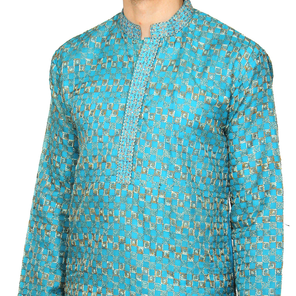 Turquoise Kurta-Size 36 - Vintage India NYC