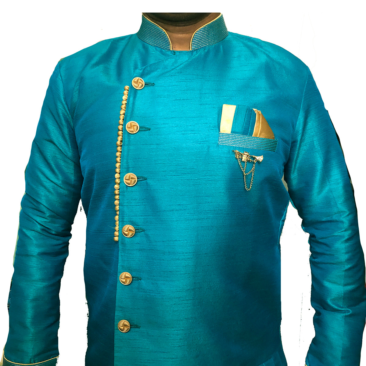 YD Turquoise Semi Sherwani - Vintage India NYC