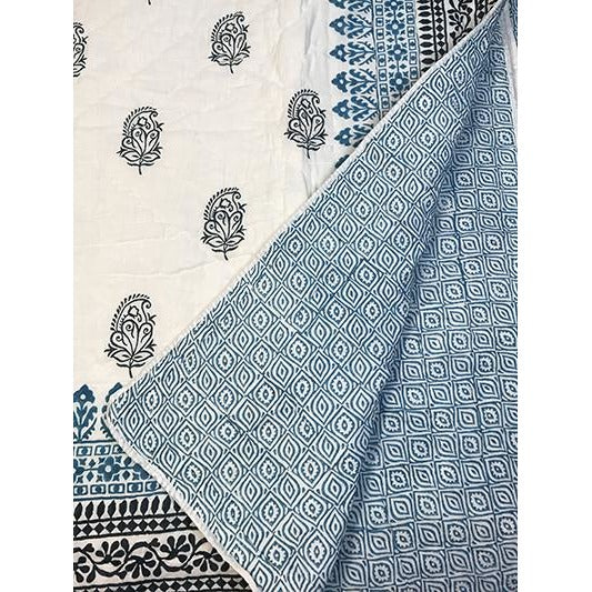 SOM Twin Blockprint Quilt - Vintage India NYC