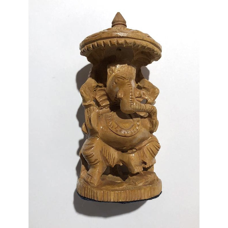VD Handcarved Wooden Ganesha 4 in. - Vintage India NYC