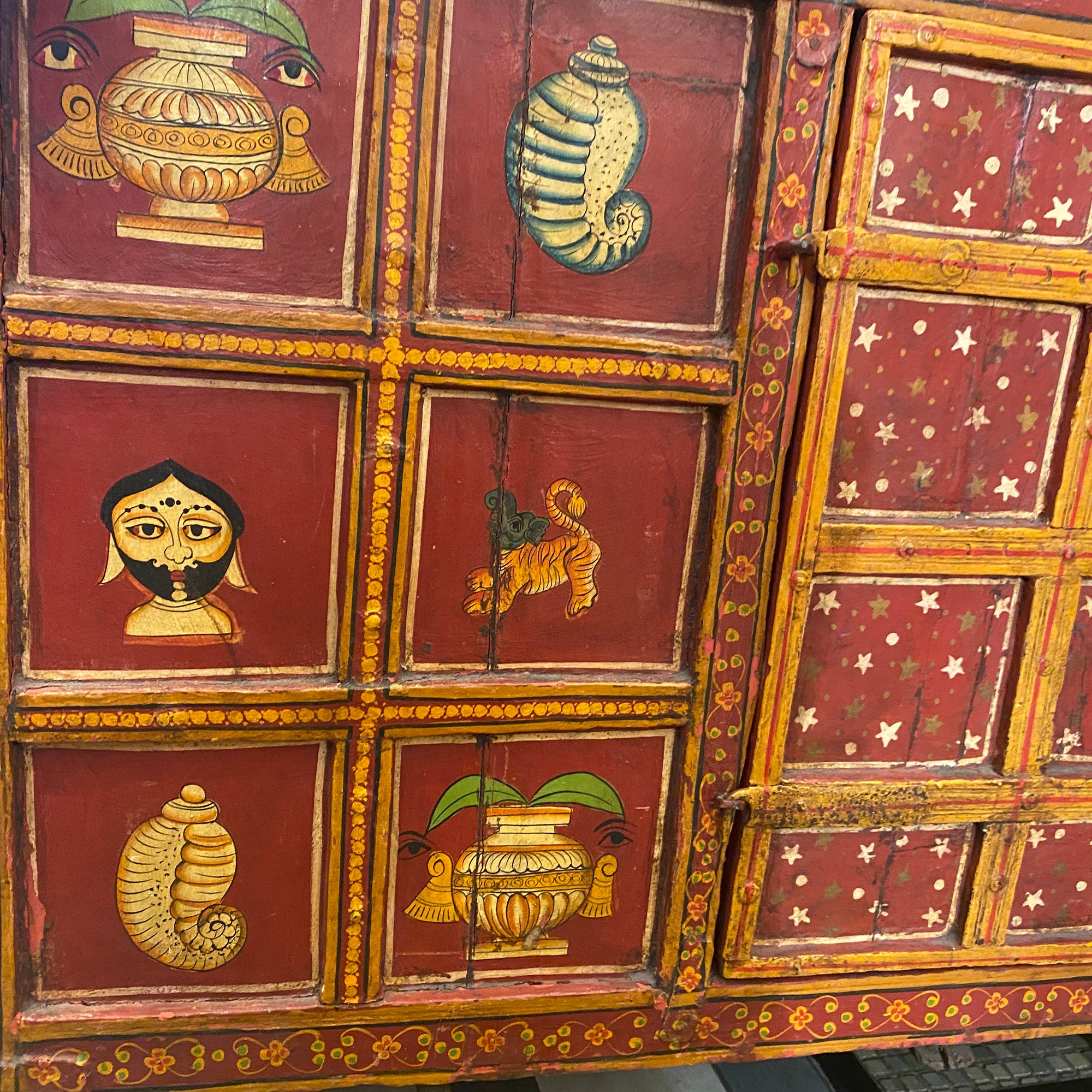 Handmade Vintage Painted Chest Cabinet - Vintage India NYC
