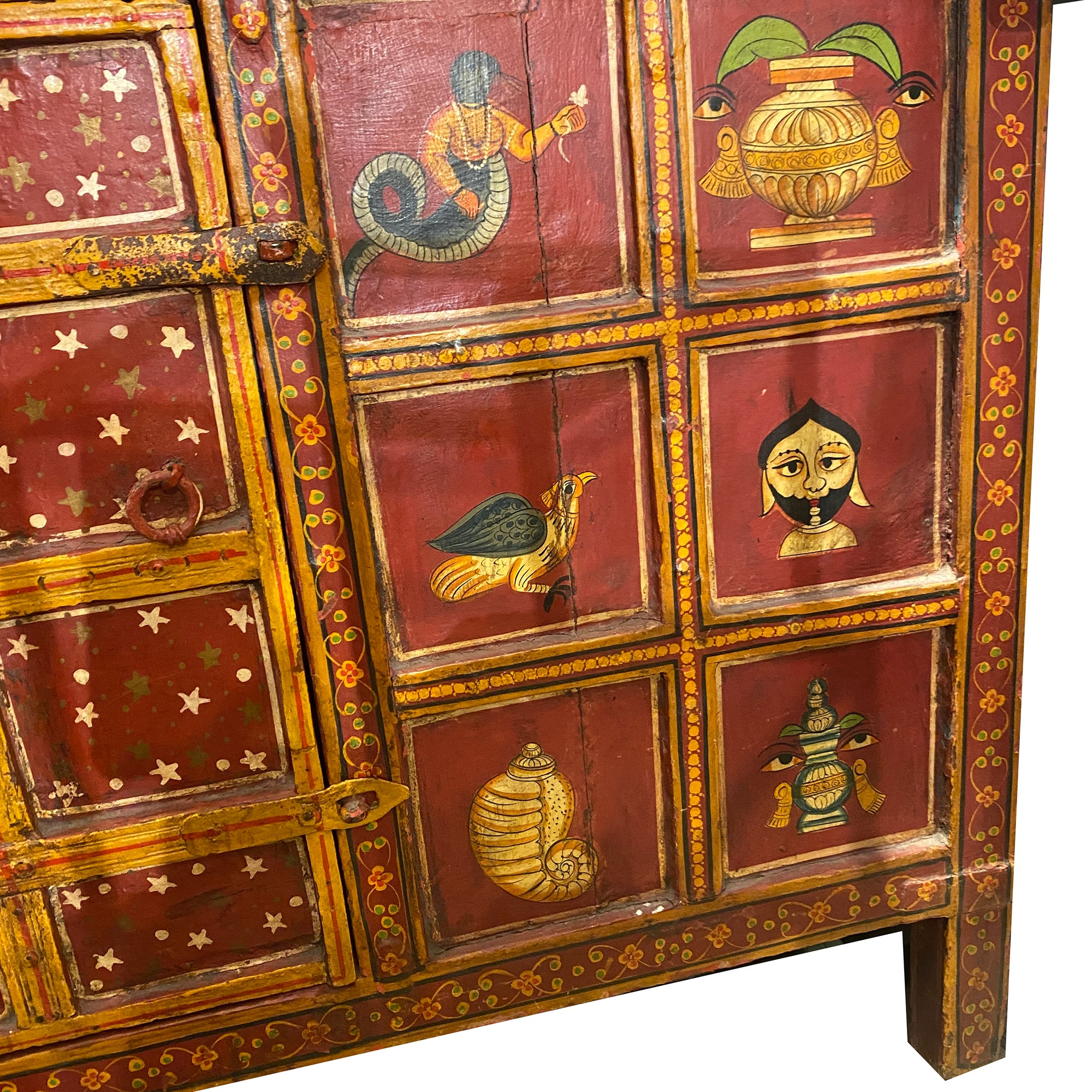Handmade Vintage Painted Chest Cabinet - Vintage India NYC