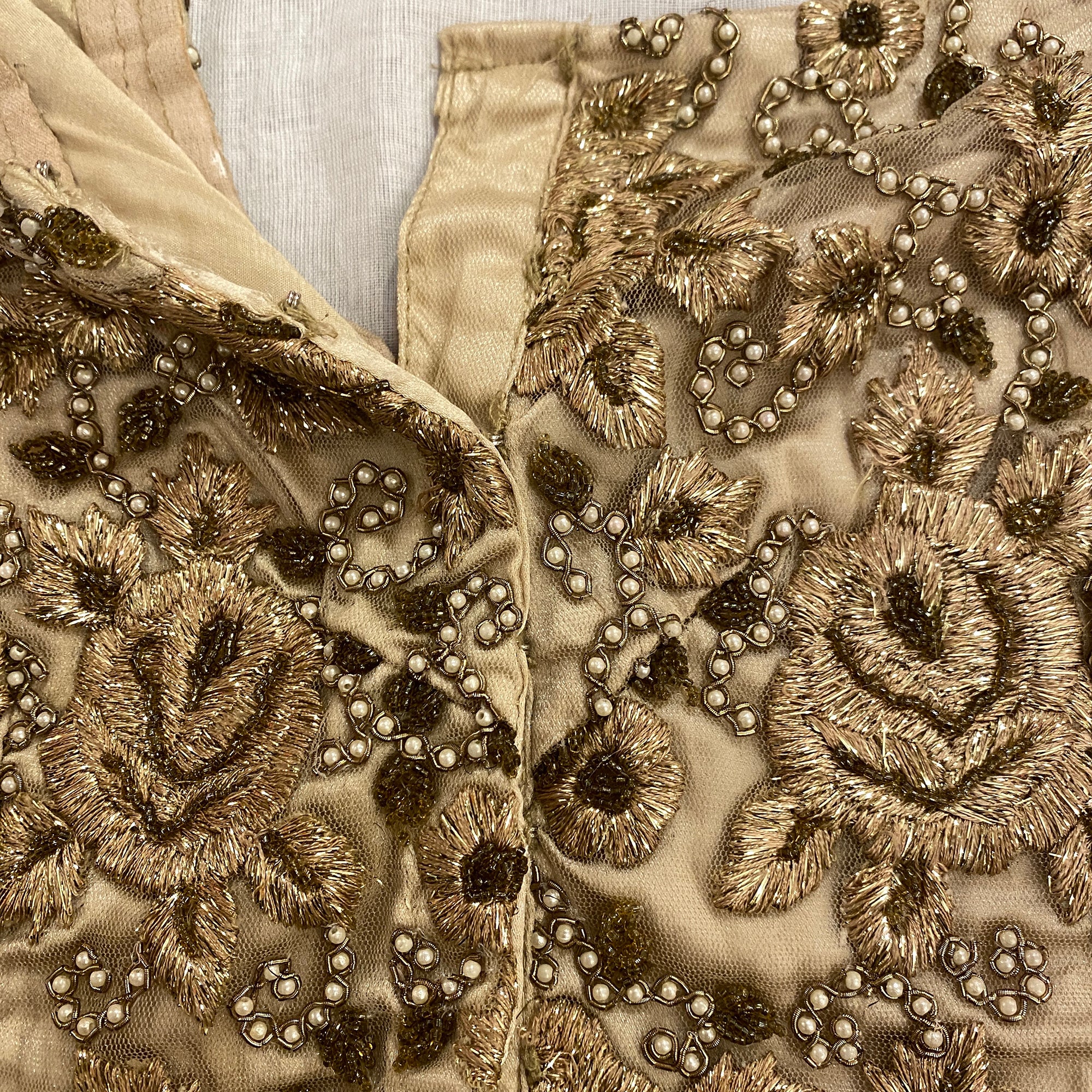 Gold Silk Embroidered Choli Blouse - Vintage India NYC