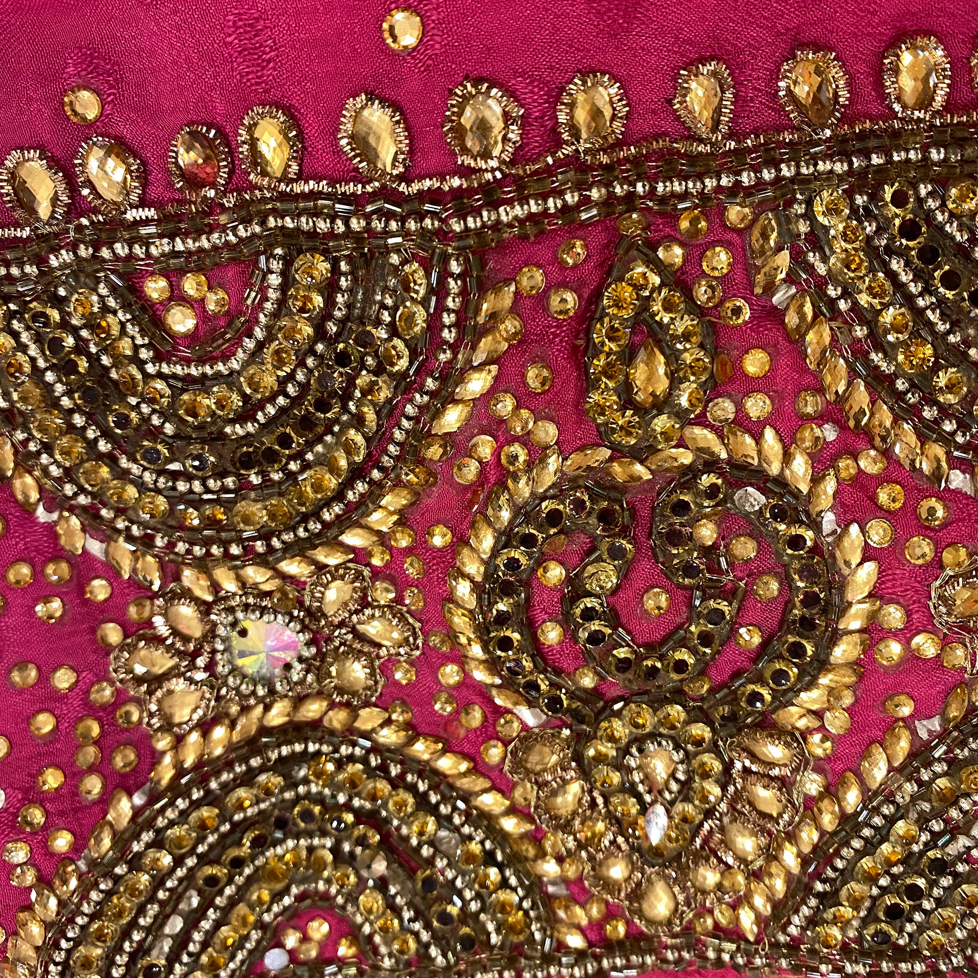 Fuchsia Silk with Heavy Work Choli Blouse - Vintage India NYC
