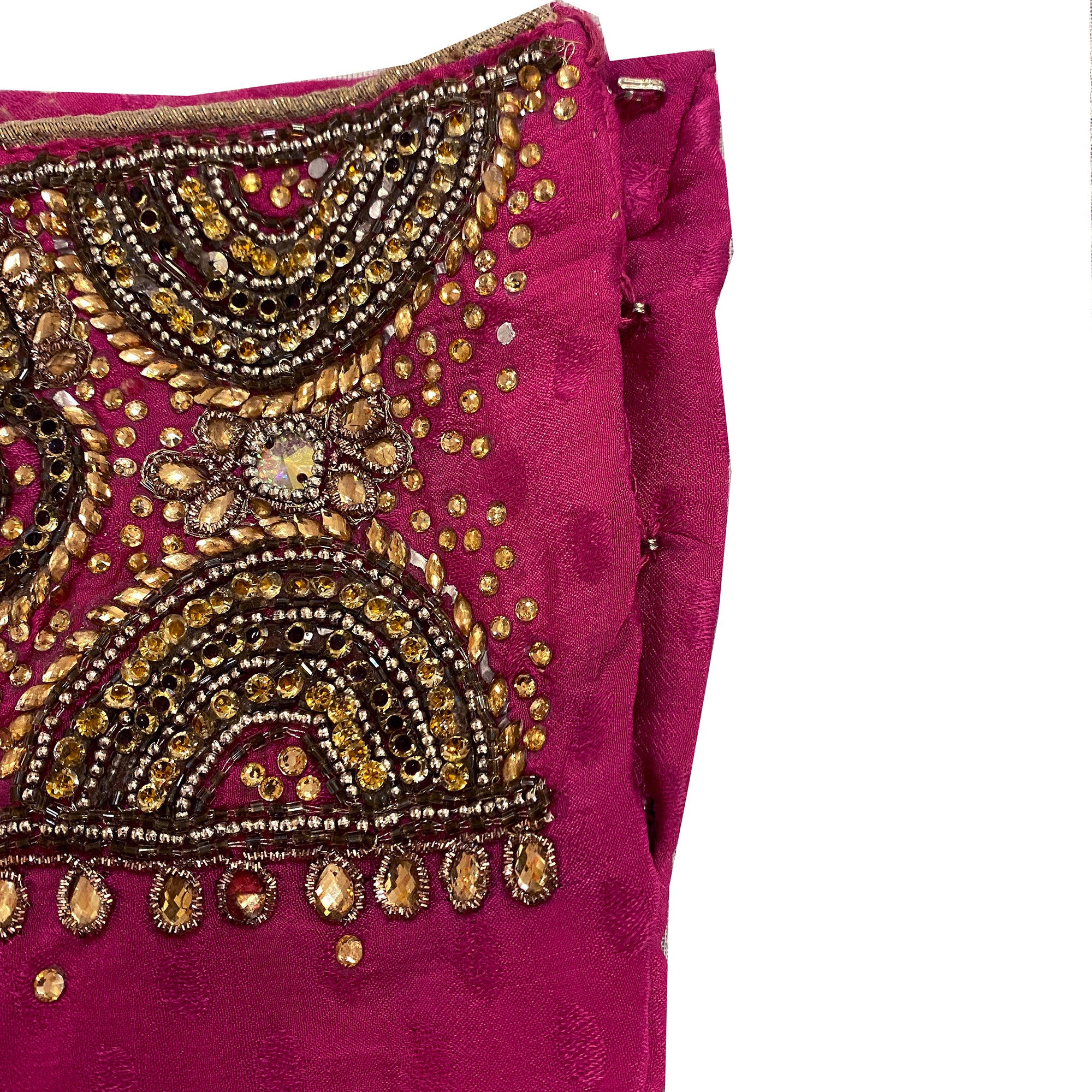 Fuchsia Silk with Heavy Work Choli Blouse - Vintage India NYC
