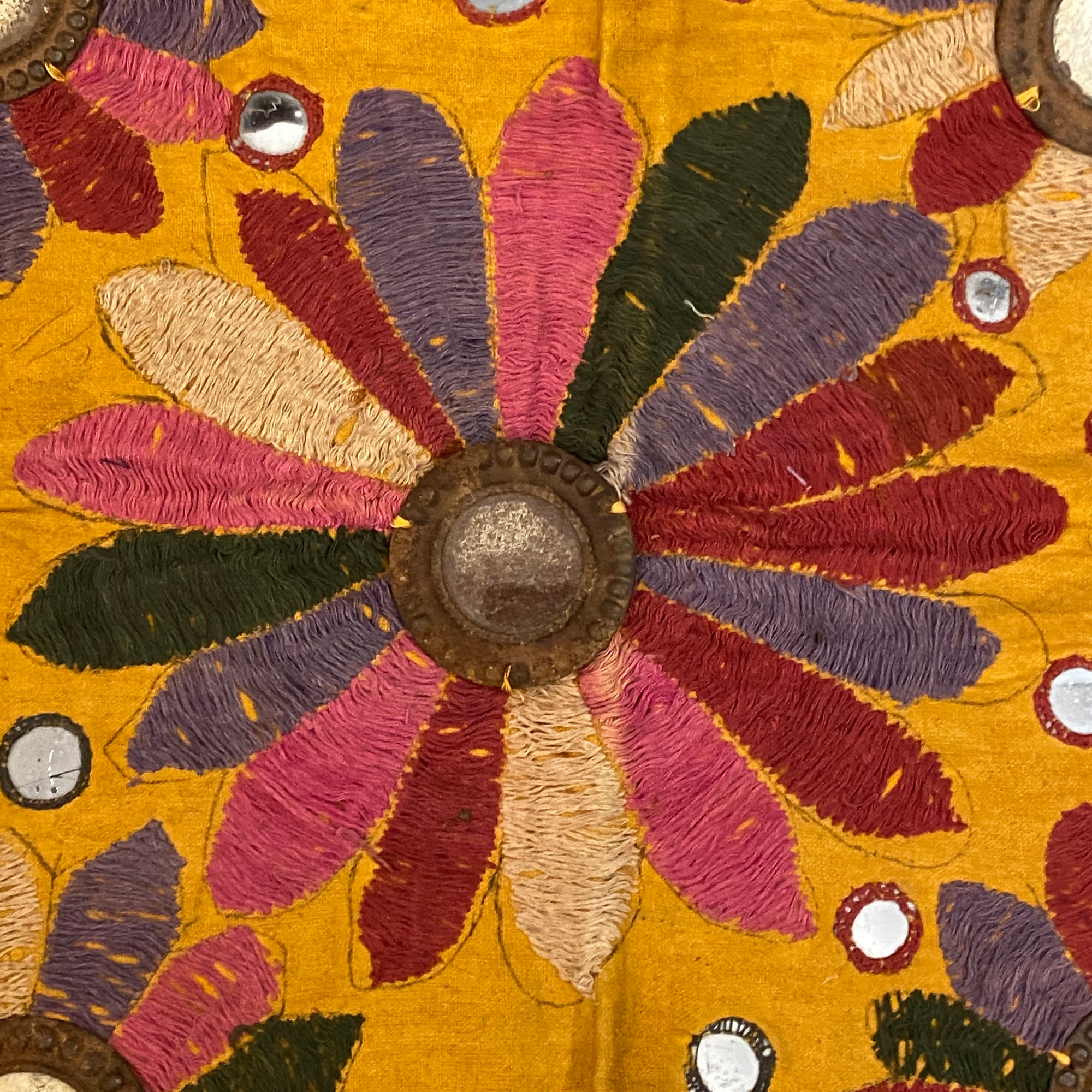 Vintage Embroidered Wallhanging-24 x 24 - Vintage India NYC