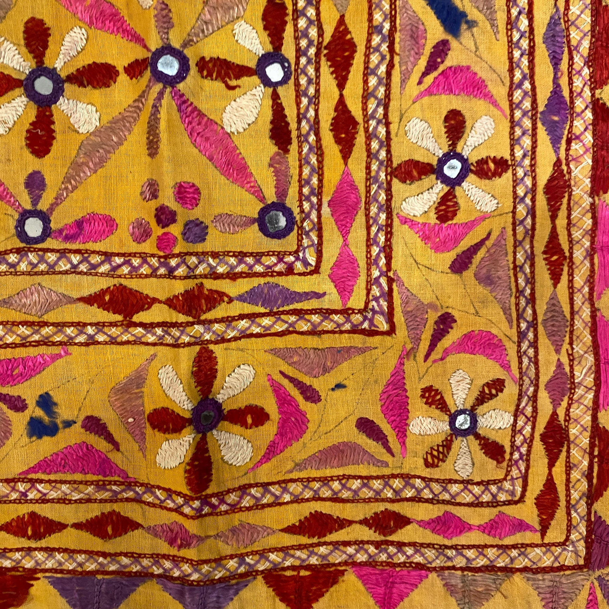 Vintage Embroidered Wallhanging-28 x 30 - Vintage India NYC