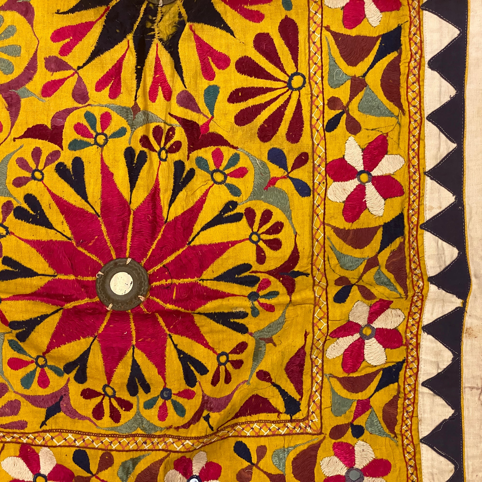 Vintage Embroidered Wallhanging-49 x 48 - Vintage India NYC