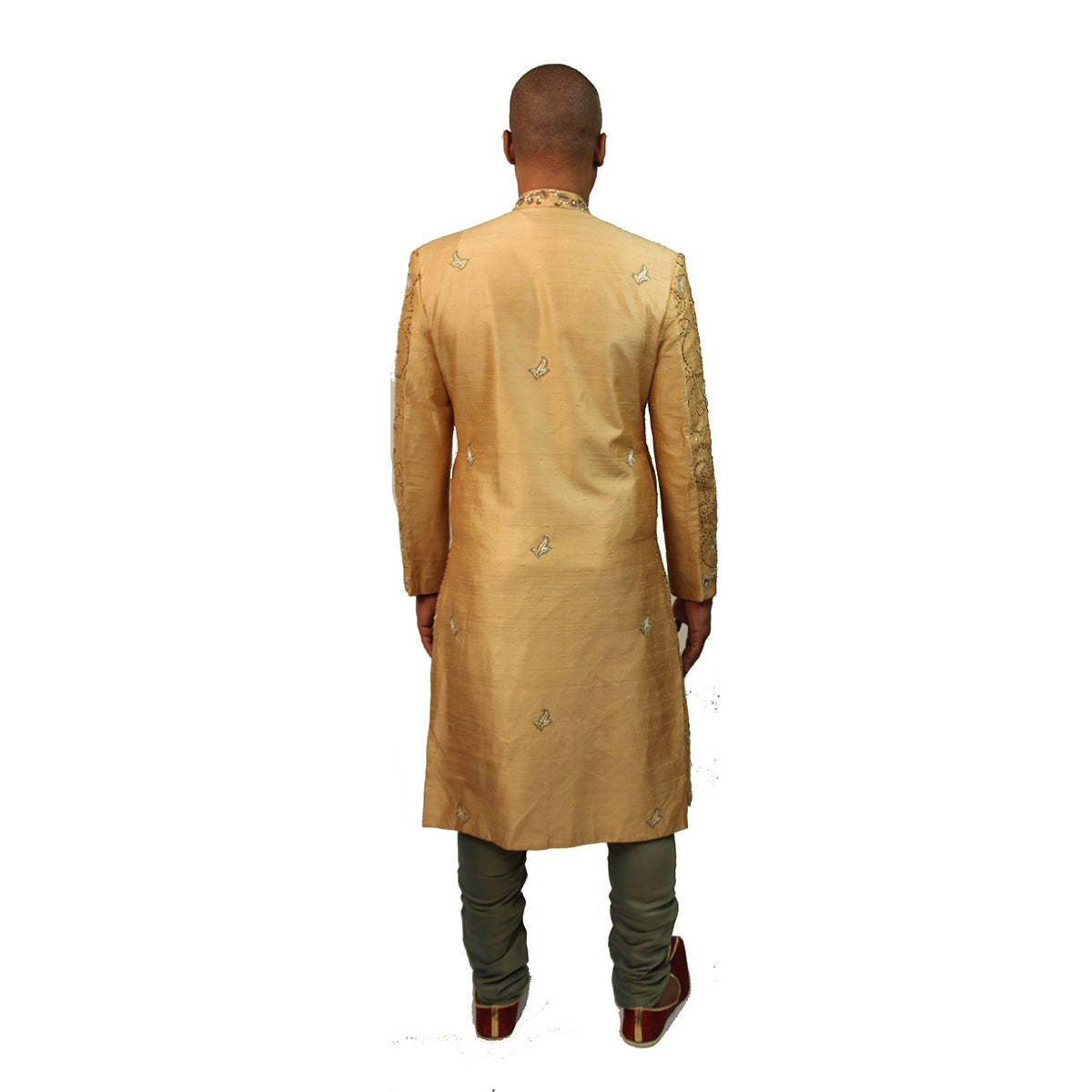 VM Gold Sherwani with Gold Embroidery - Vintage India NYC