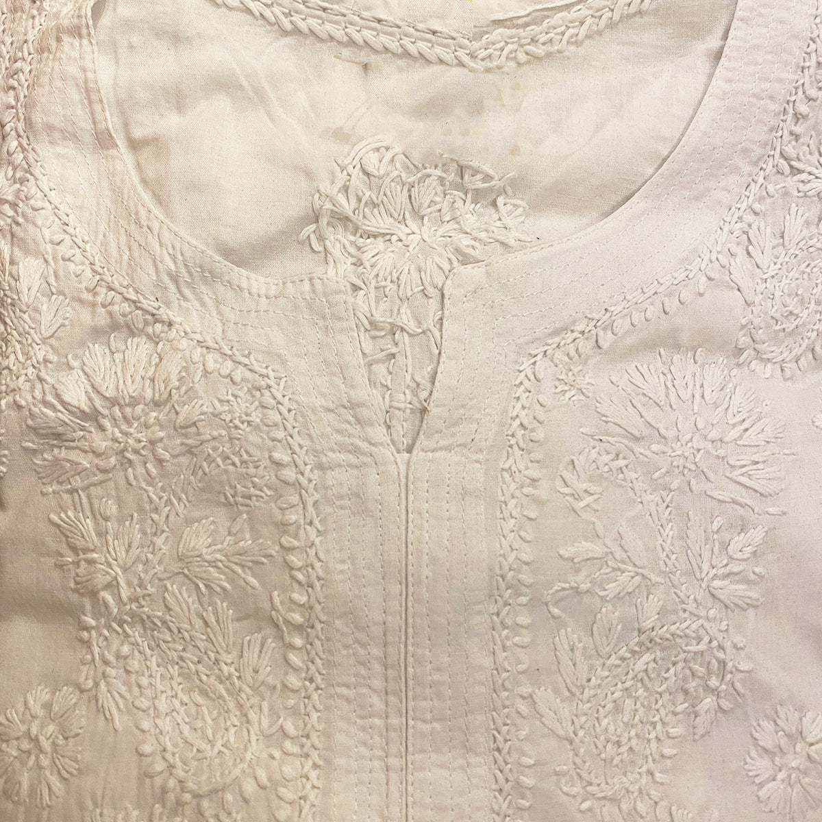 AR White Organic Cotton Short Tunic Kurti - Vintage India NYC
