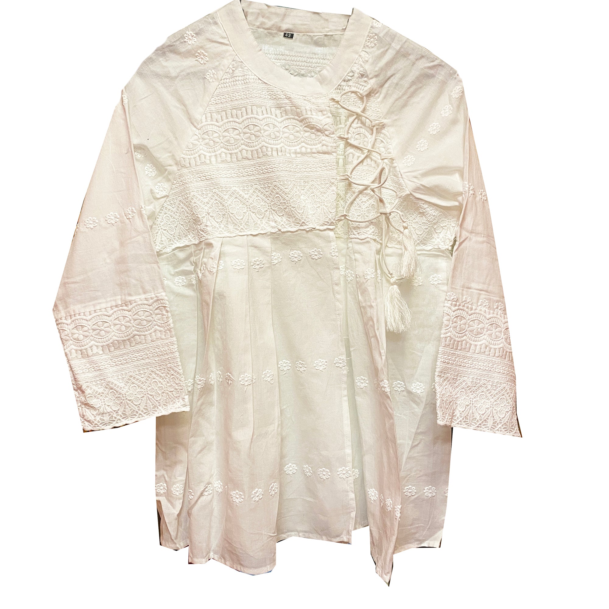 Side tie White Cotton Blouse - Vintage India NYC