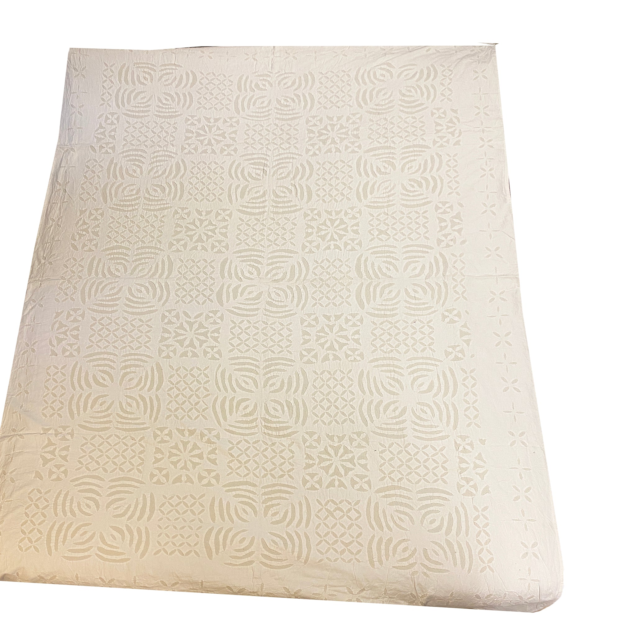 JM White on White Cut Out Bed Cover - Vintage India NYC