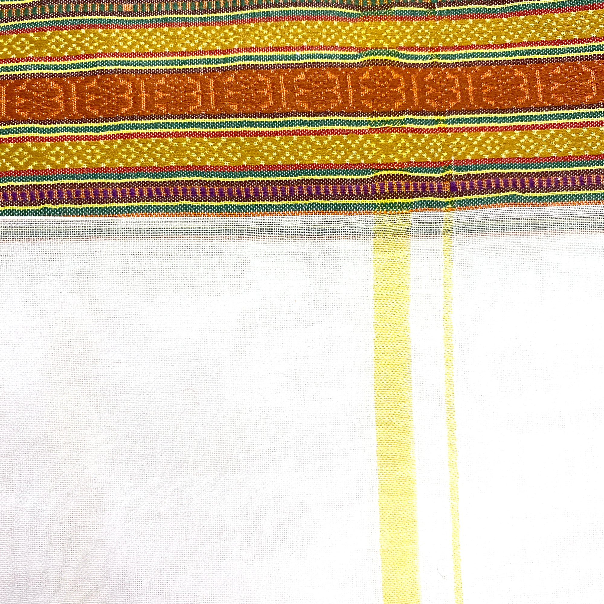 Dhotis- White Colored Borders-4 styles - Vintage India NYC