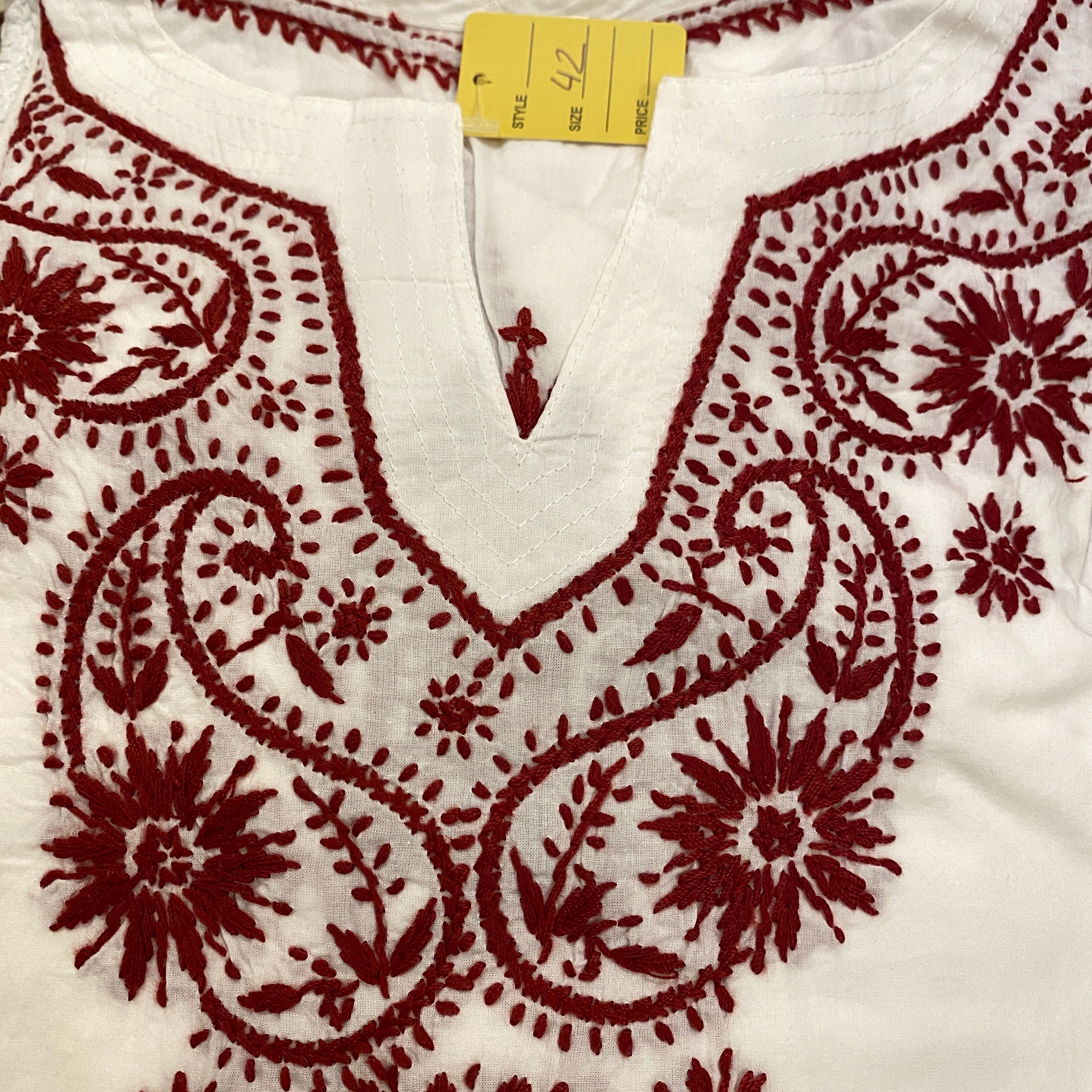 AR Short Embroidered Cotton Tunic Kurti-XL - Vintage India NYC