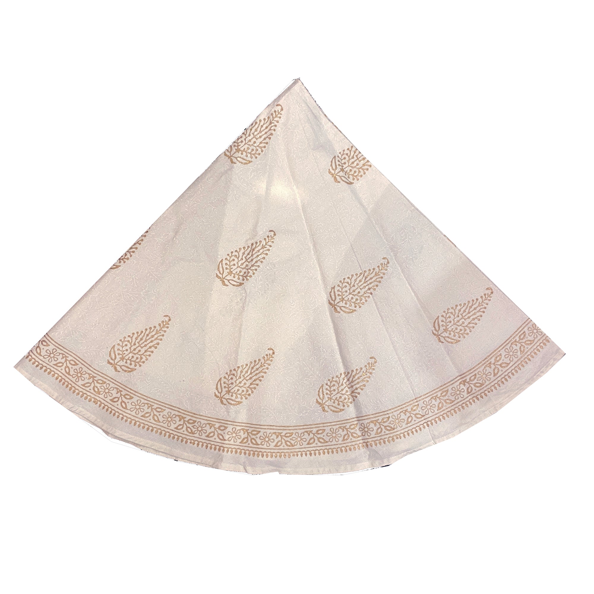 Round Tablecloth- White & Gold - Vintage India NYC