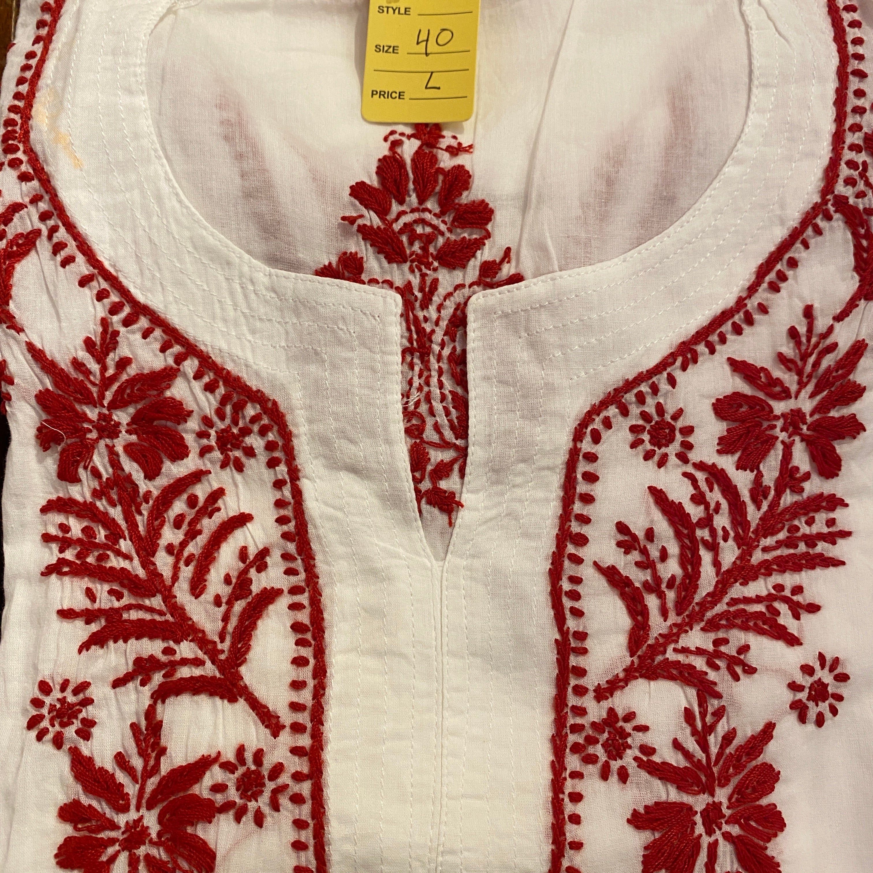 AR Short Embroidered Cotton Tunic Kurti-L - Vintage India NYC