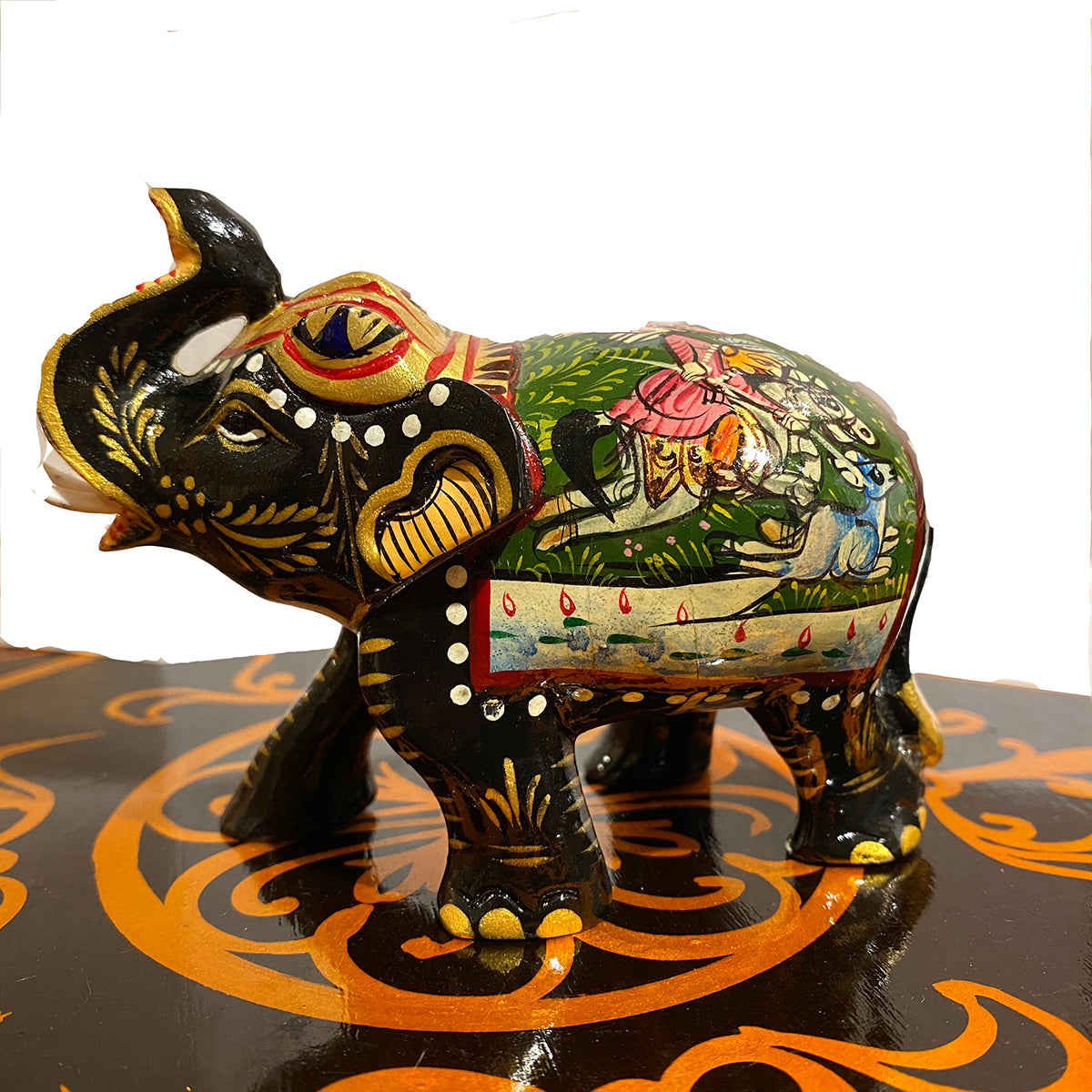 Painted Wooden Elephant - Vintage India NYC