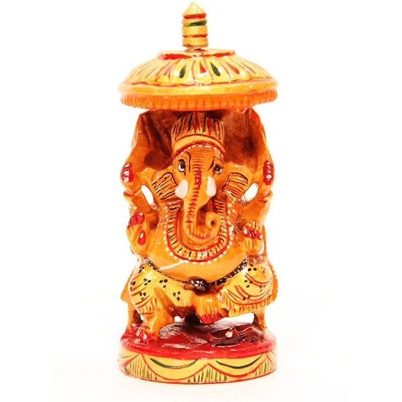 AE Wooden Hand Painted Ganesha 4" - Vintage India NYC