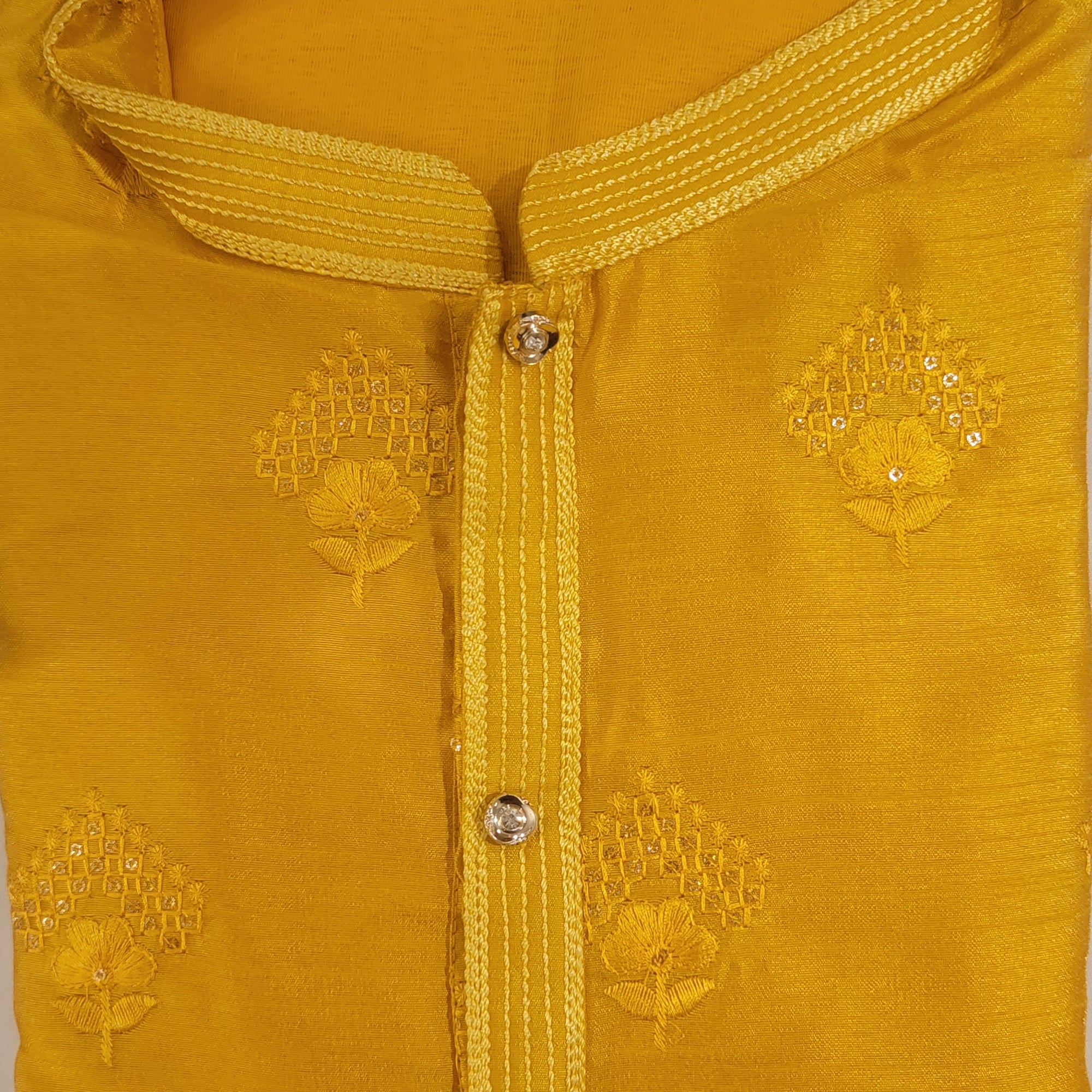 YD Yellow Embroidered Kurta Set - Vintage India NYC